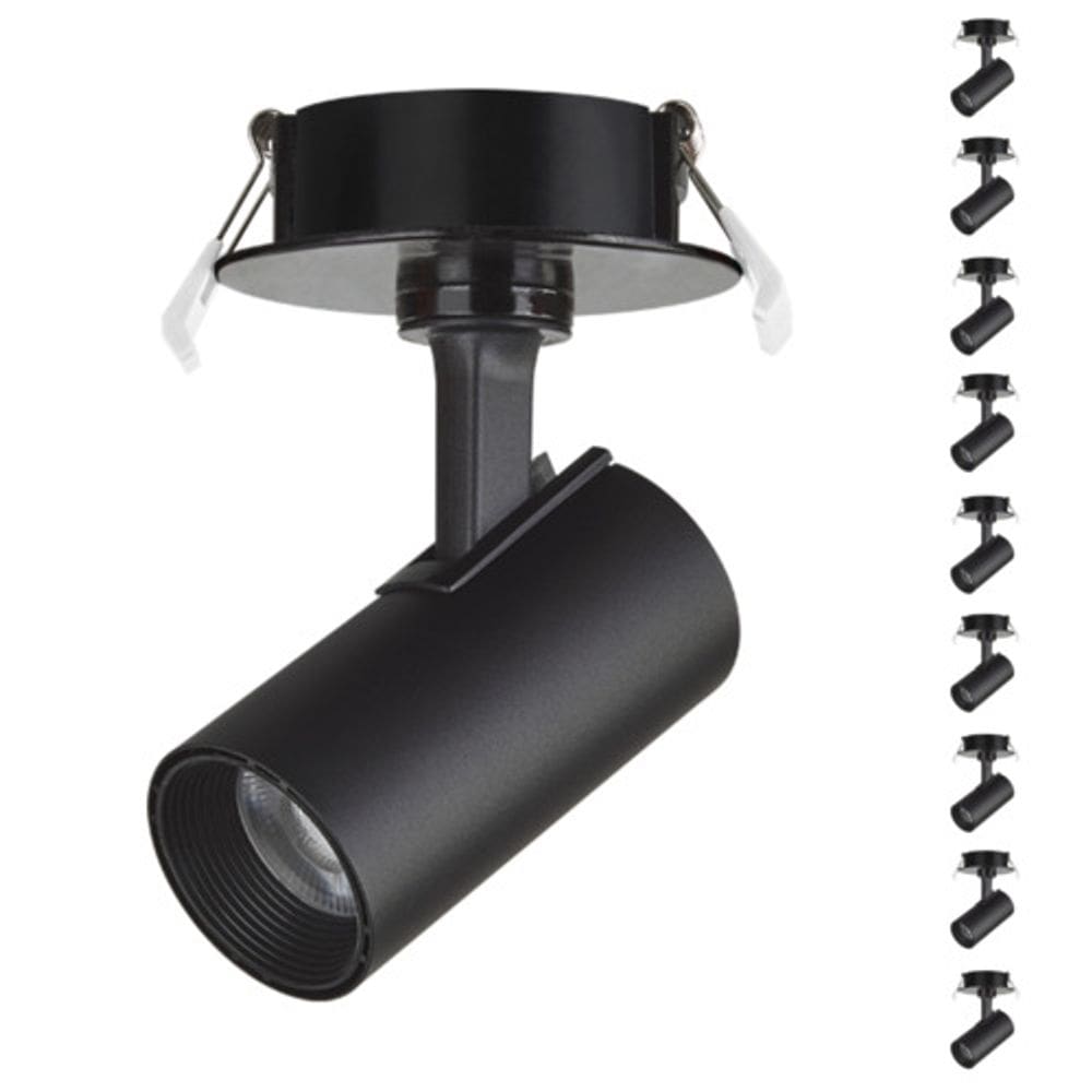 10 Spot Direcionável Embutir 12w Preto Bivolt 6500k Foxlux