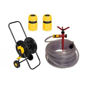 Suporte Enrolador c/Rodas + Mangueira 20m Vonder + Irrigador