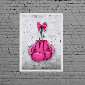 Quadro Decorativo Luva De Boxe Rosa 33X24Cm
