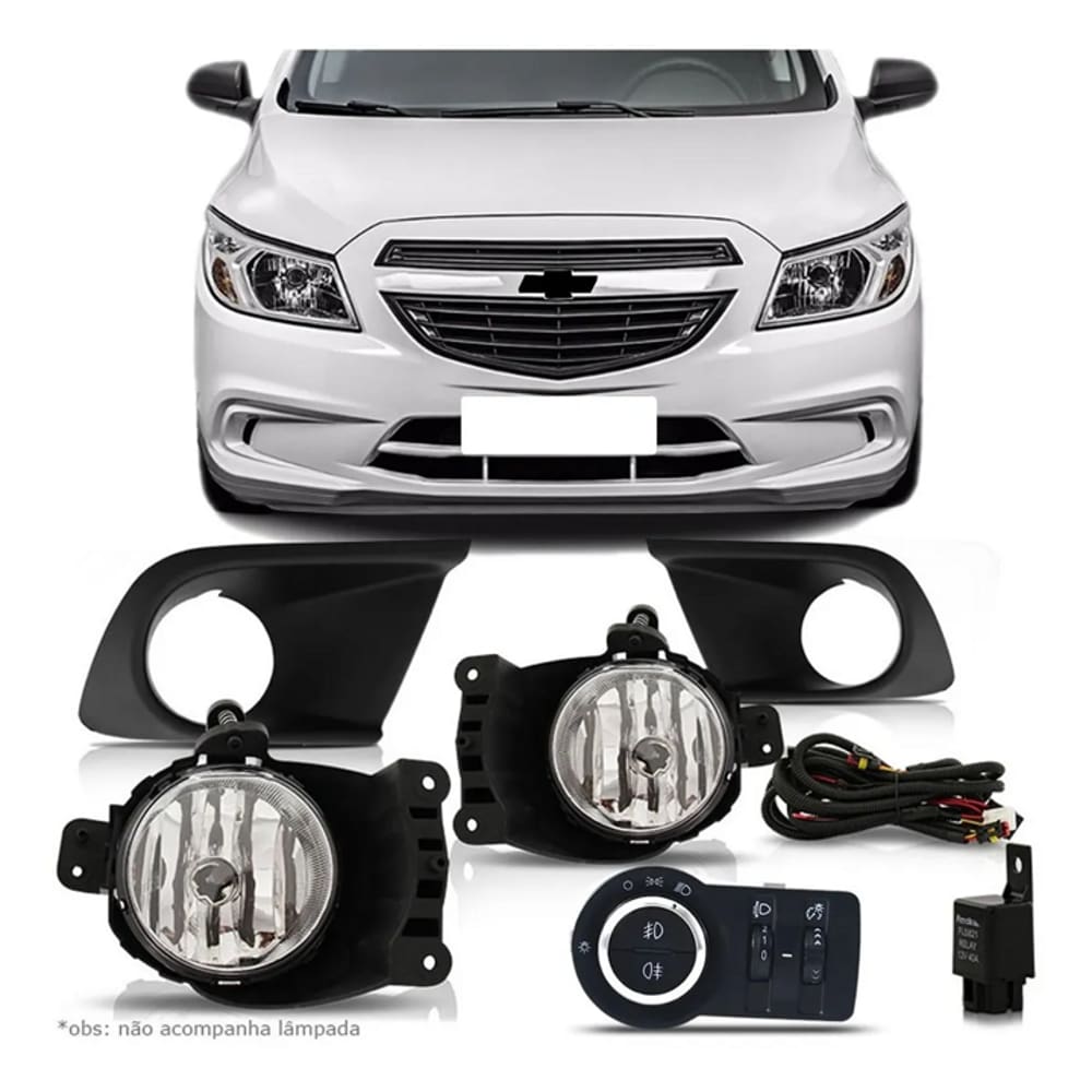 Kit Farol Neblina Milha Onix LS 2014 LT 2015 2016 2017 2018 Botão led azul