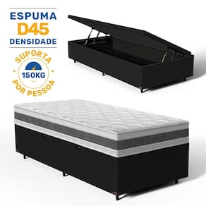 Cama Box Baú com Colchão de Espuma D45 Double Face Air Pro Força Anjos Solteiro 88cm