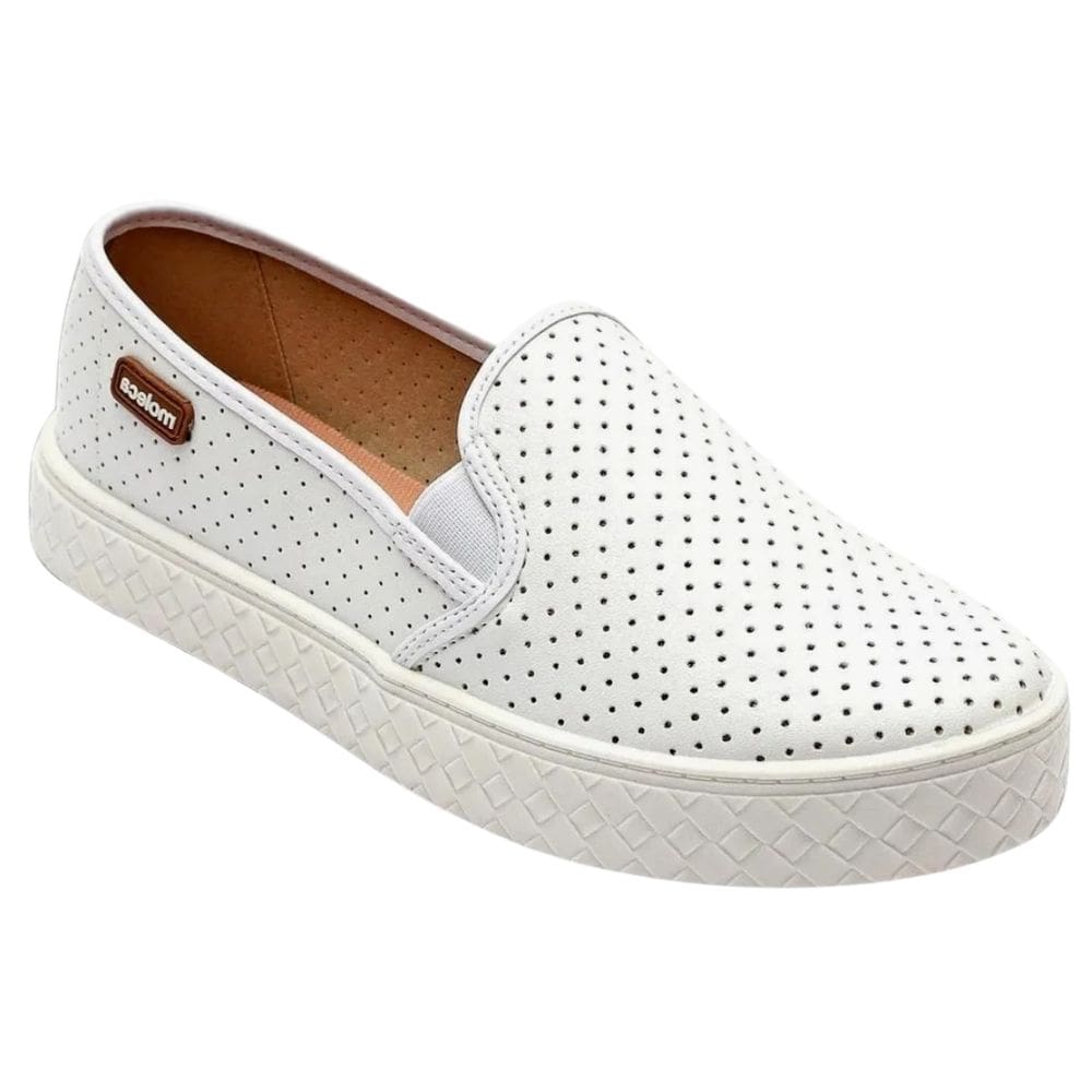 Tênis Moleca Casual Slip-on Napa Sola Alta Feminino Branco