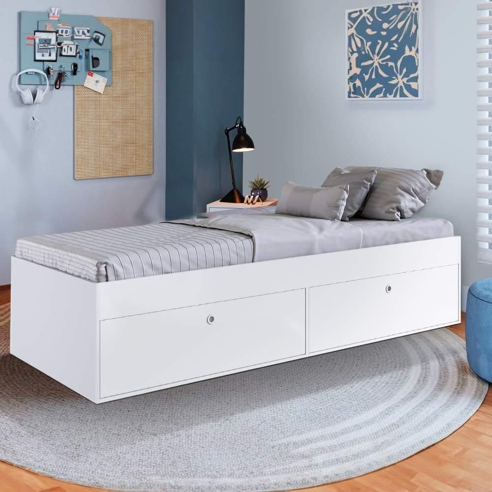 Cama Box Solteiro Com Sapateira Branco Hioric Shop Jm - Branco