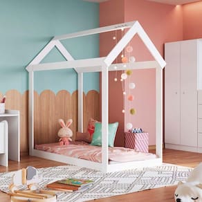Cama Infantil Montessoriano Estilo Casinha Art in Móveis Branco