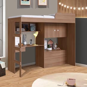 Cama Com Estação De Trabalho 3 em 1 Com Colchão Montana Imbuia Shop Jm