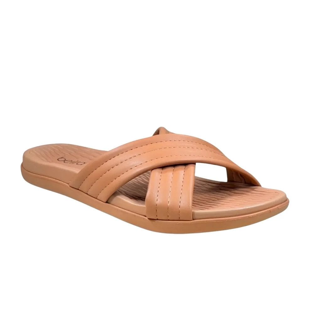 Tamanco Beira Rio Feminino Casual Tiras Cruzadas Nude
