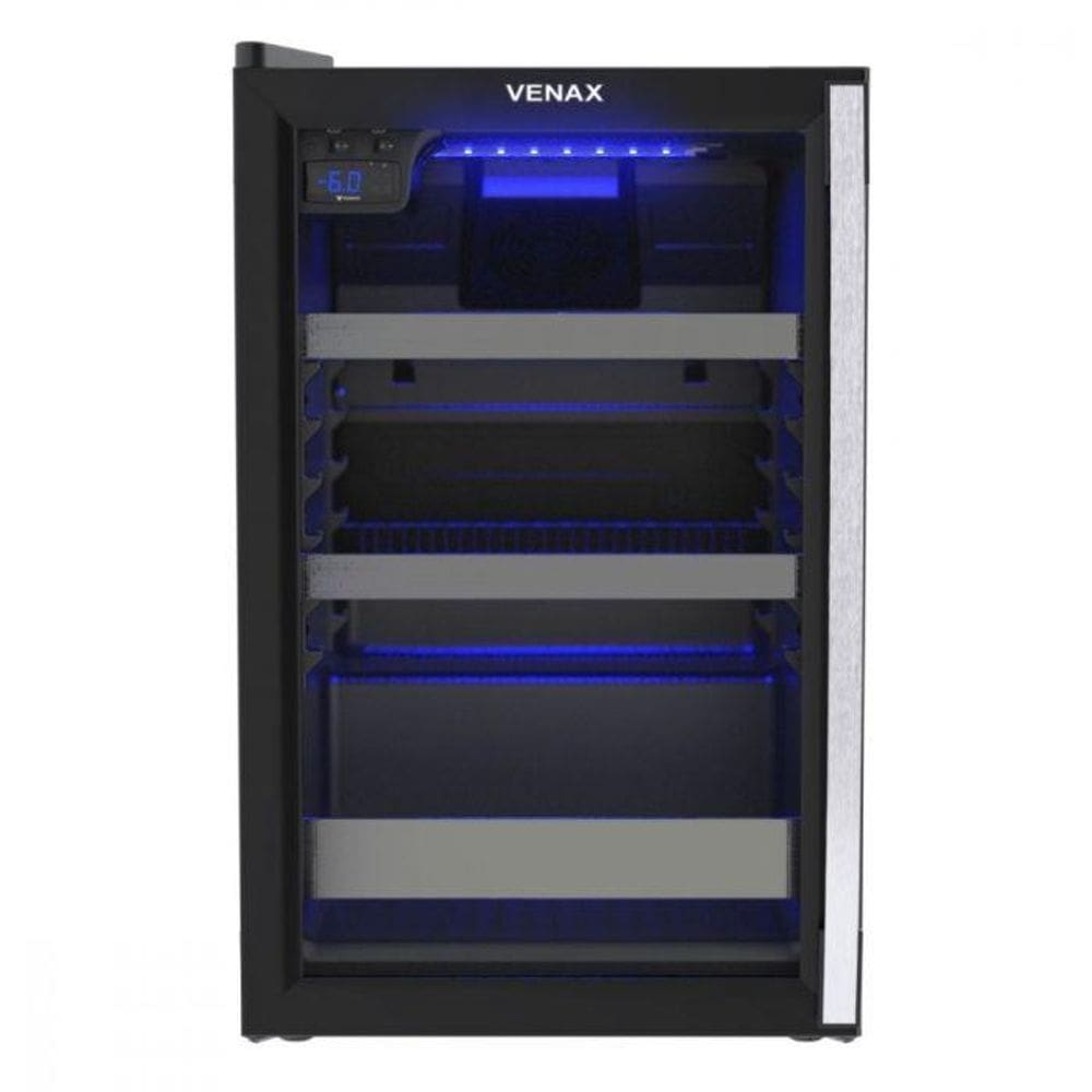 Cervejeira Porta Invertida Venax 82 Litros Blue Light Preto Fosco EXPVQBL100 - 220V