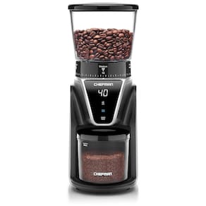 Moedor de Café e Grãos Elétrico Profissional 260g, Aço Inoxidável, 110v, CHEFMAN Conical Burr Coffee Grinder,, Preto