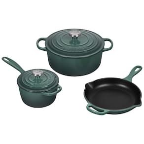 Conjunto de Panelas e Frigideiras Antiaderentes de Ferro Fundido Esmaltado, 5 Peças, LE CREUSET MS1605 795SS, Verde Claro