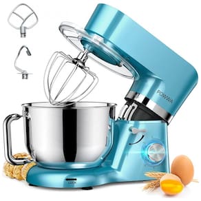 Batedeira Elétrica de Bancada 7.5 Litros 6 Velocidades em Aço Inoxidável, 110V 660W, POWWA, Azul