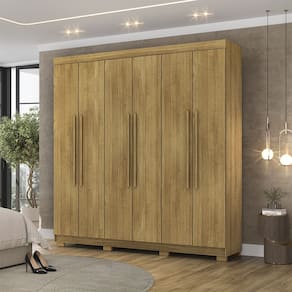 Guarda Roupa Roupeiro Casal Elegance 6 Portas Nature Vila Rica