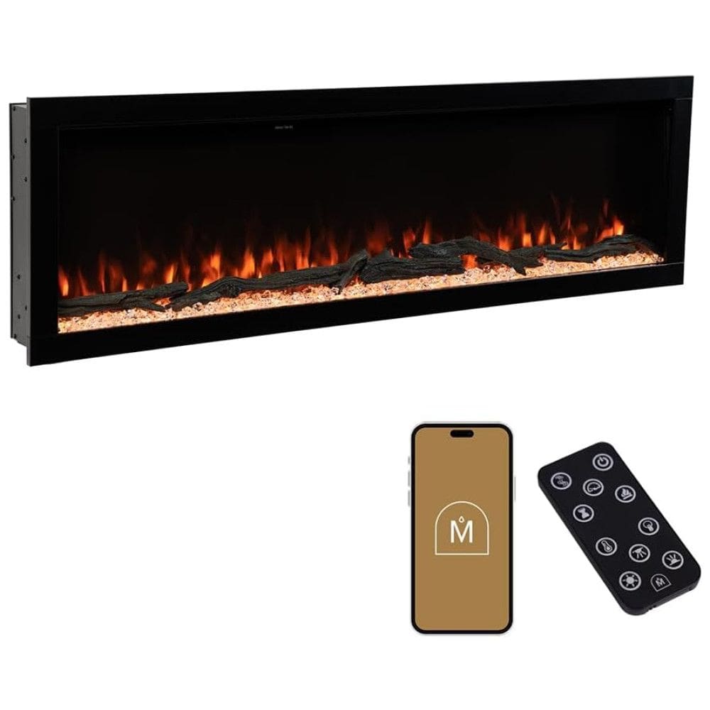 Lareira Elétrica Linear Highmark de 183 cm com Chamas Multicoloridas, Design Elegante e Ventilação Discreta, Fácil Instalação