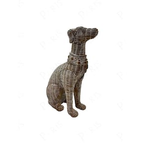 Escultura Decorativa Cachorro em Resina Marrom e Branco 23cm CD3013 BTC