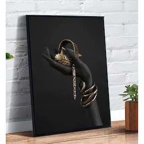 Placa/Quadro Decorativo Grafite E Dourado 40X60Cm Ps 2Mm