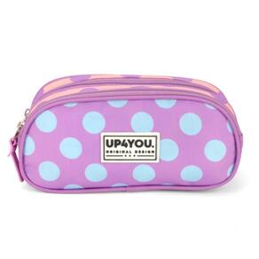 Estojo Escolar Duplo Bolinhas Roxo Up4You - Luxcel