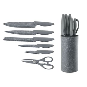Conjunto De Facas do Chef Cozinha Inox Cabo Anatômico 7 Peças com Cepo
