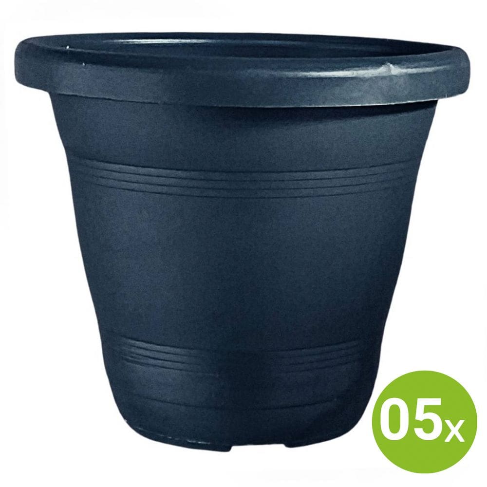 5X Vaso Milano (20x18) Cor Preto RIQUEPLÁS