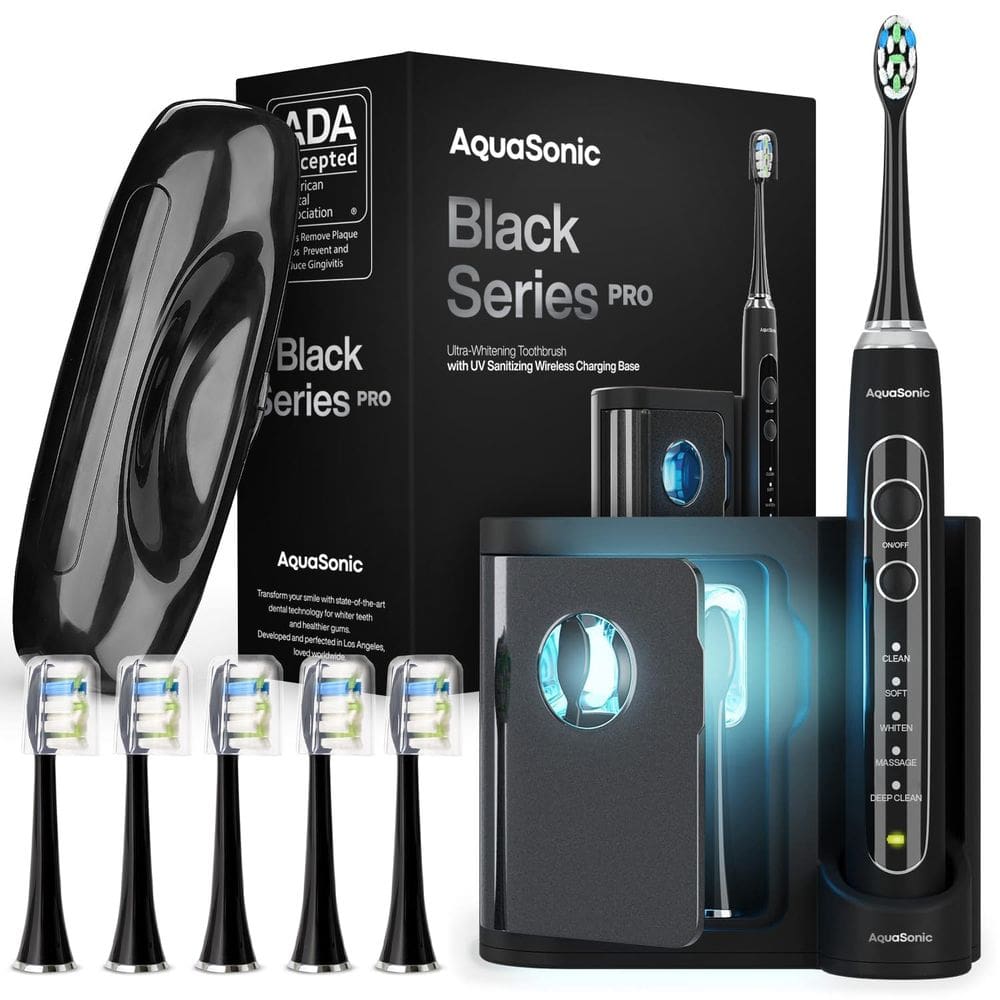 Escova de dentes Aquasonic Black Series PRO Ultra Whitening com UV
