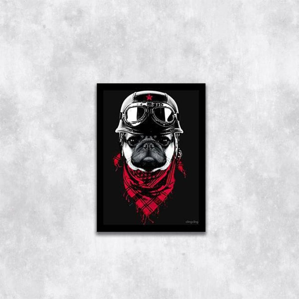 Quadro Decorativo Pug Motoqueiro 24X18Cm