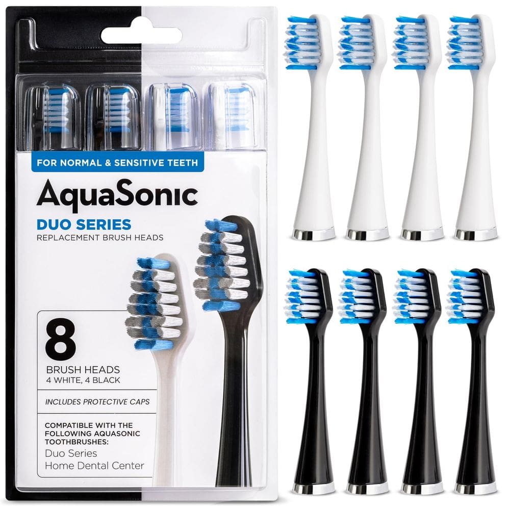 Cabeças de escova de reposição Aquasonic Duo Series, pacote com 8