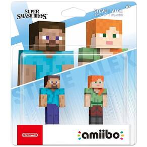 Pacote com 2 Amiibo para Nintendo Steve + Alex Minecraft Super Smash Bros