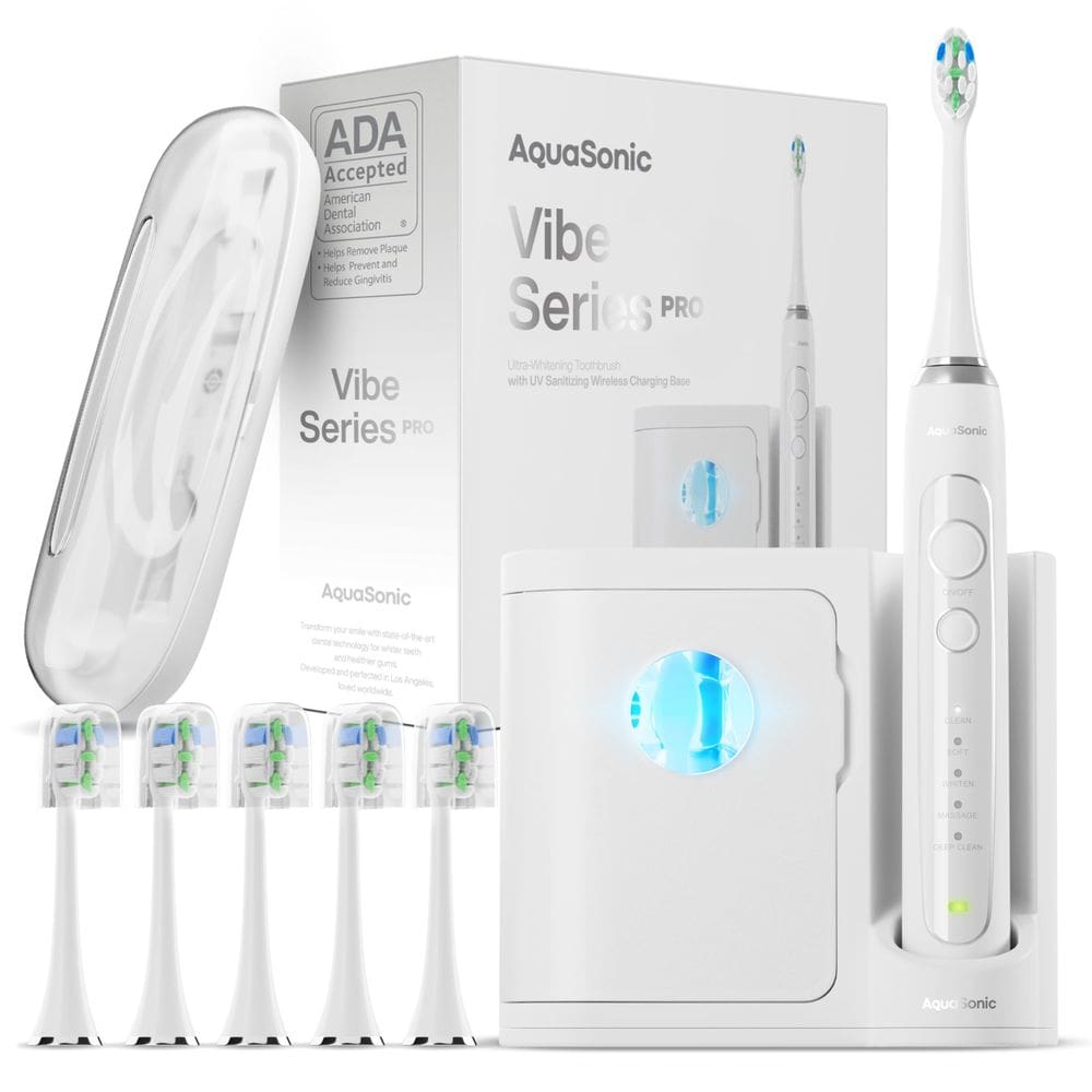 Escova de dentes elétrica Aquasonic Vibe Series PRO Ultra-Whitening