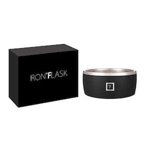 Tigela para cães IRON °FLASK 1.9L de borracha antiderrapante de aço inoxidável