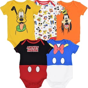 Macacões Disney Mickey Mouse, recém-nascidos, meninos, 3-6 m, pacote com 5
