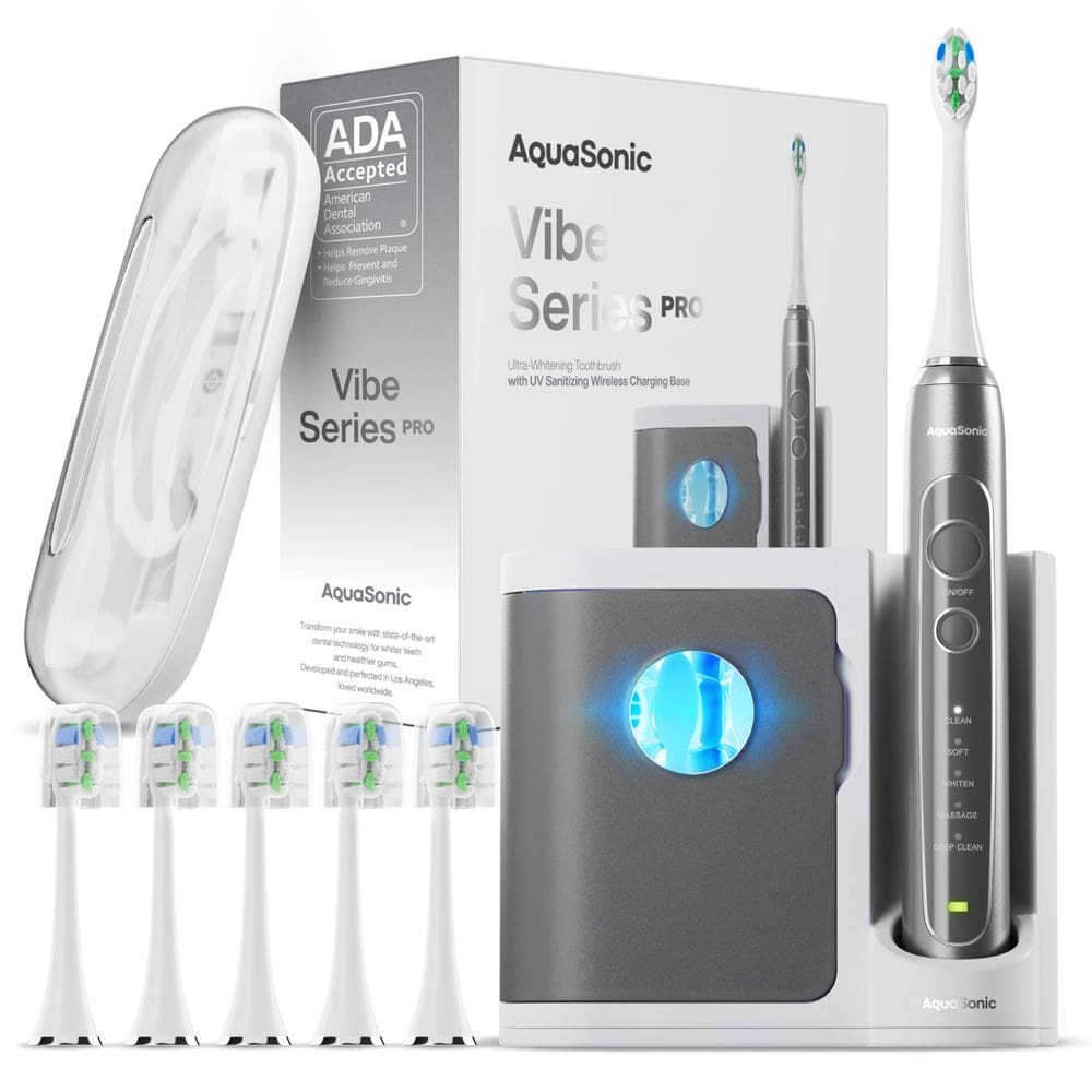 Escova de dentes elétrica Aquasonic Vibe Series PRO Ultra-Whitening