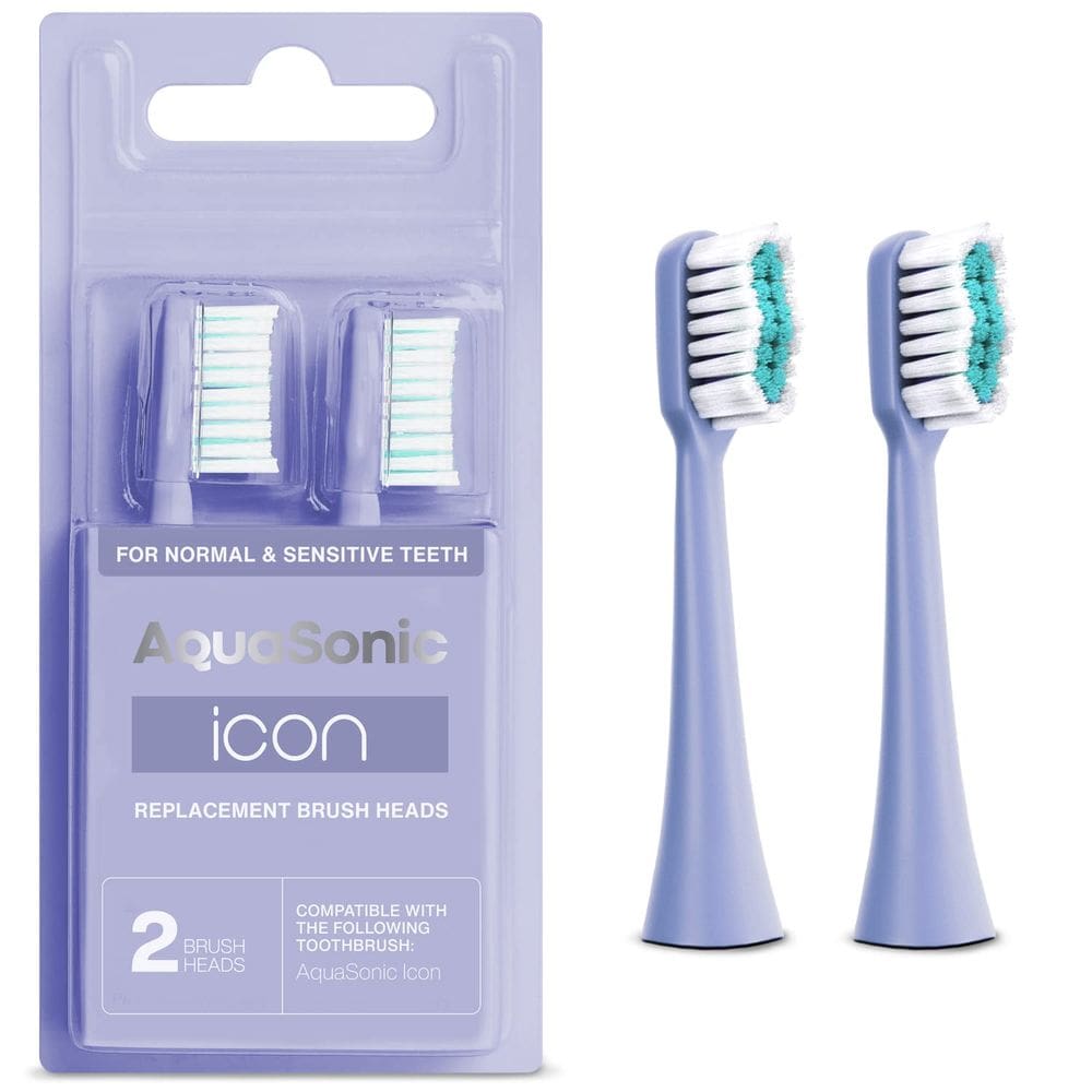 Cabeças de escova de reposição Aquasonic Icon Toothbrush, pacote com 2
