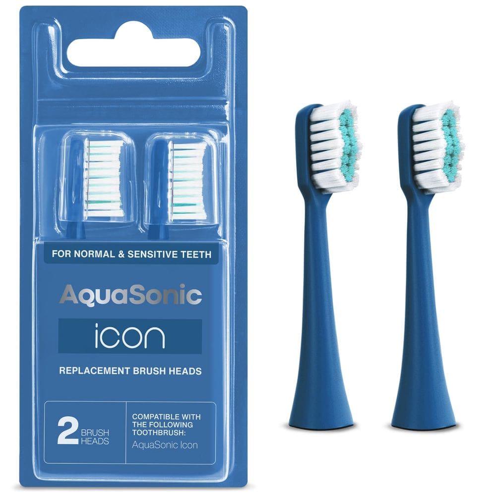 Cabeças de escova de reposição Aquasonic Icon Toothbrush, pacote com 2
