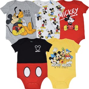 Pacote de 5 macacões Disney Mickey Mouse para meninos de 18 meses