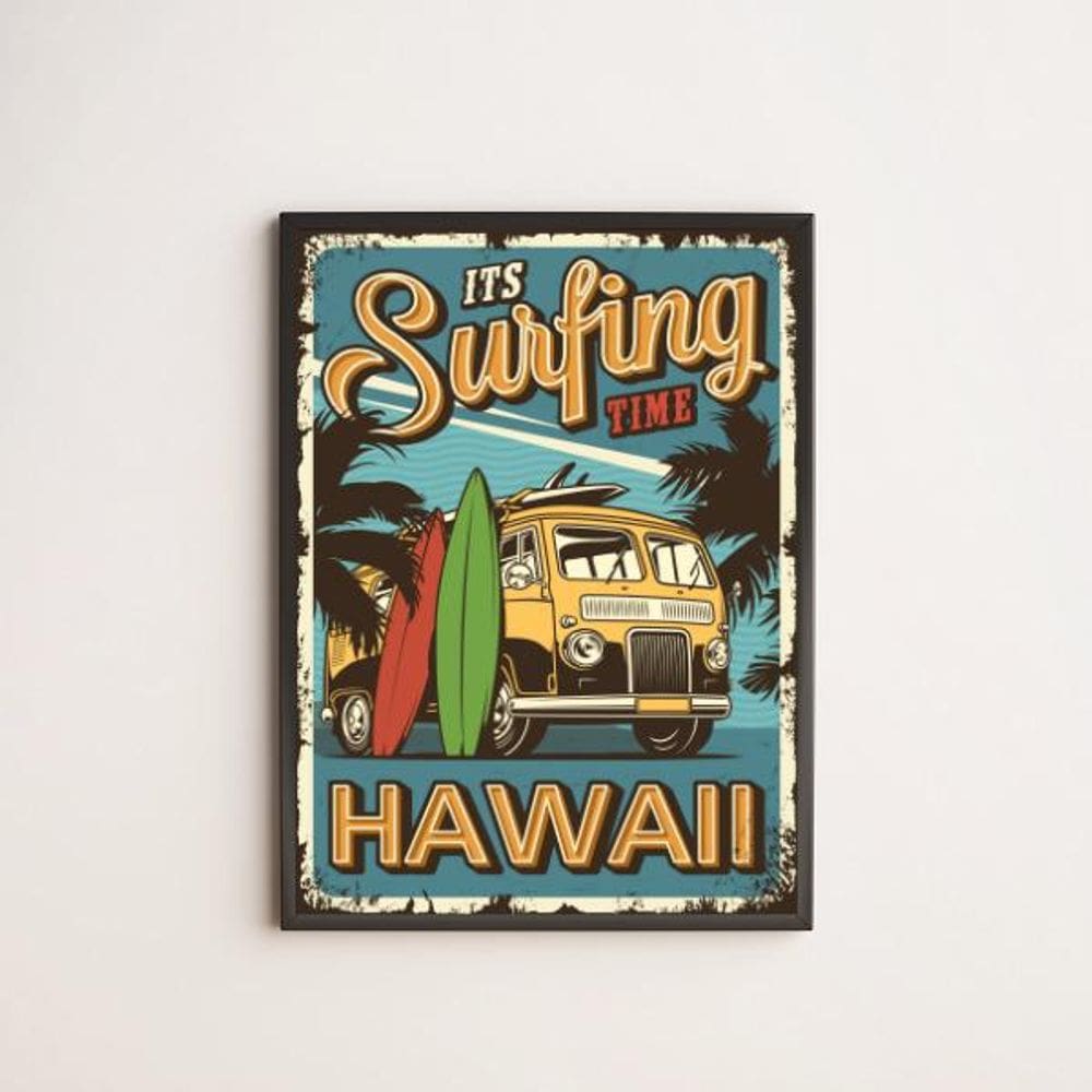 Quadro Decorativo Surfing Hawai 24X18Cm