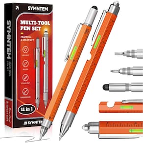 Caneta multiferramenta SYMNTEM 11 em 1 com luz LED para homens, laranja