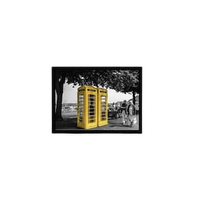 Quadro Fotografia Cabine Amarela 45X34Cm Com Vidro Preta