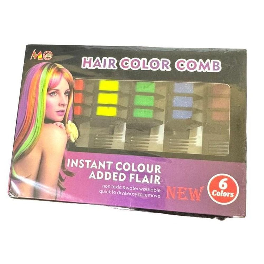Kit 6Uni Pente Giz Pastel Colorido Cabelo Tinta Temporária