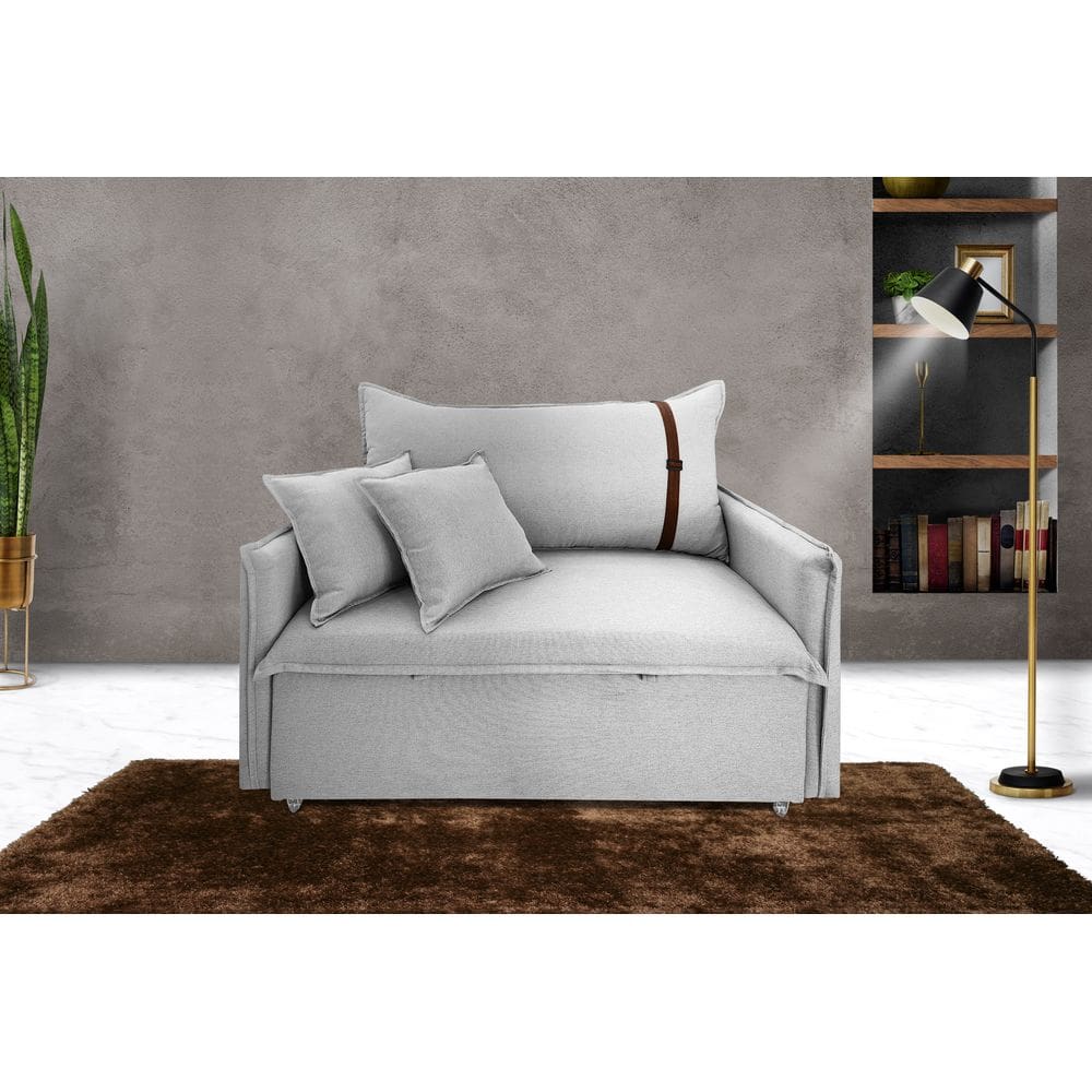 Poltrona Sofá-cama Valence Premium 110cm SoftGel 33 - Linho Cinza Claro