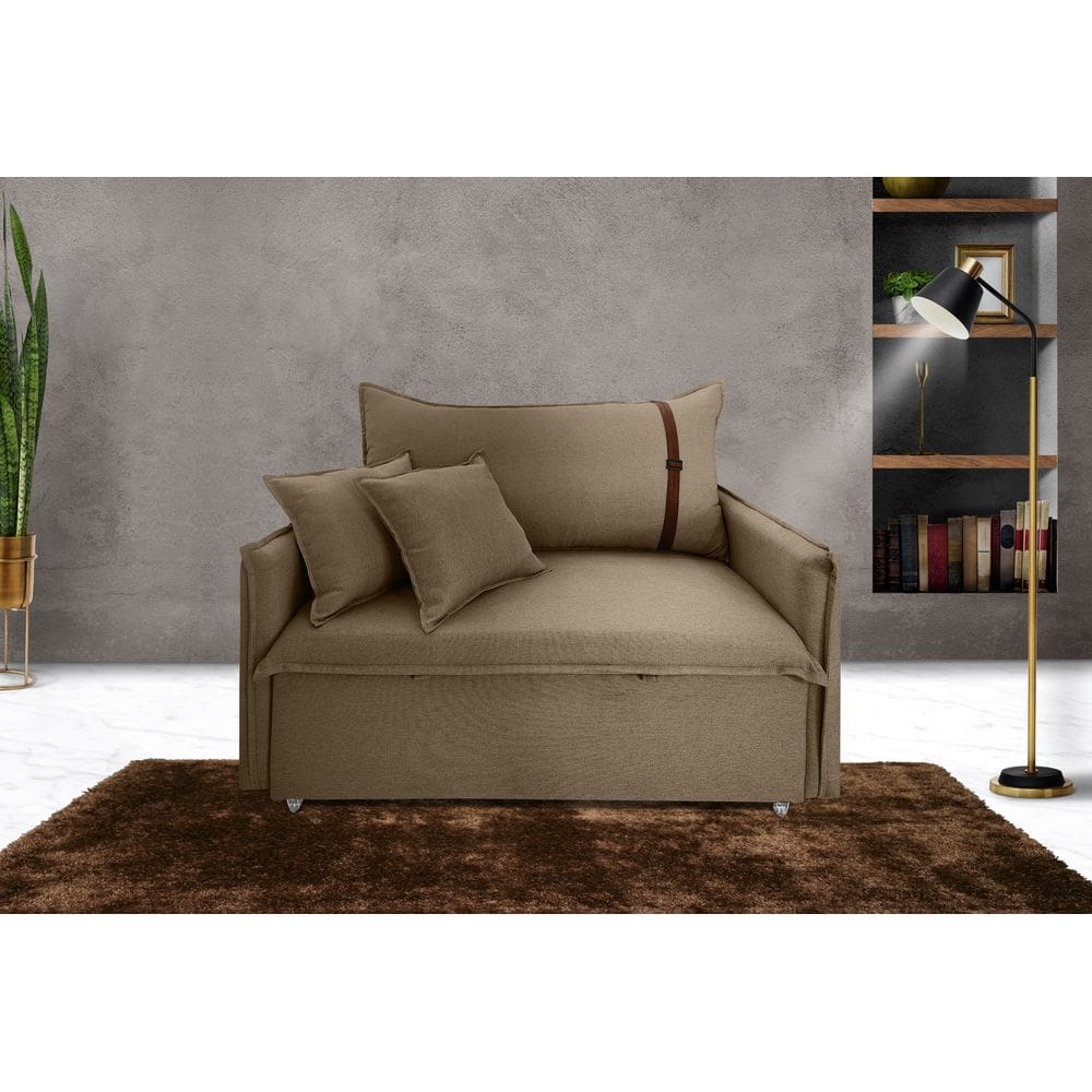 Poltrona Sofá-cama Valence Premium 110cm SoftGel 33 - Linho Marrom