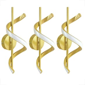 3 Arandela Dourada Led Espiral Parede Torcida Corredor Ace89