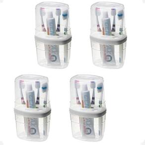 Kit 4 Porta Escovas E Pasta De Dente Organizador Multiuso