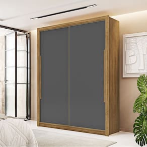 Guarda Roupa Roupeiro Casal Dubai 2 Portas de Correr Nature Camarim Alasca Flex Vila Rica