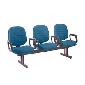 Cadeira em Longarina com 03 lugares Linha Blenda Azul
