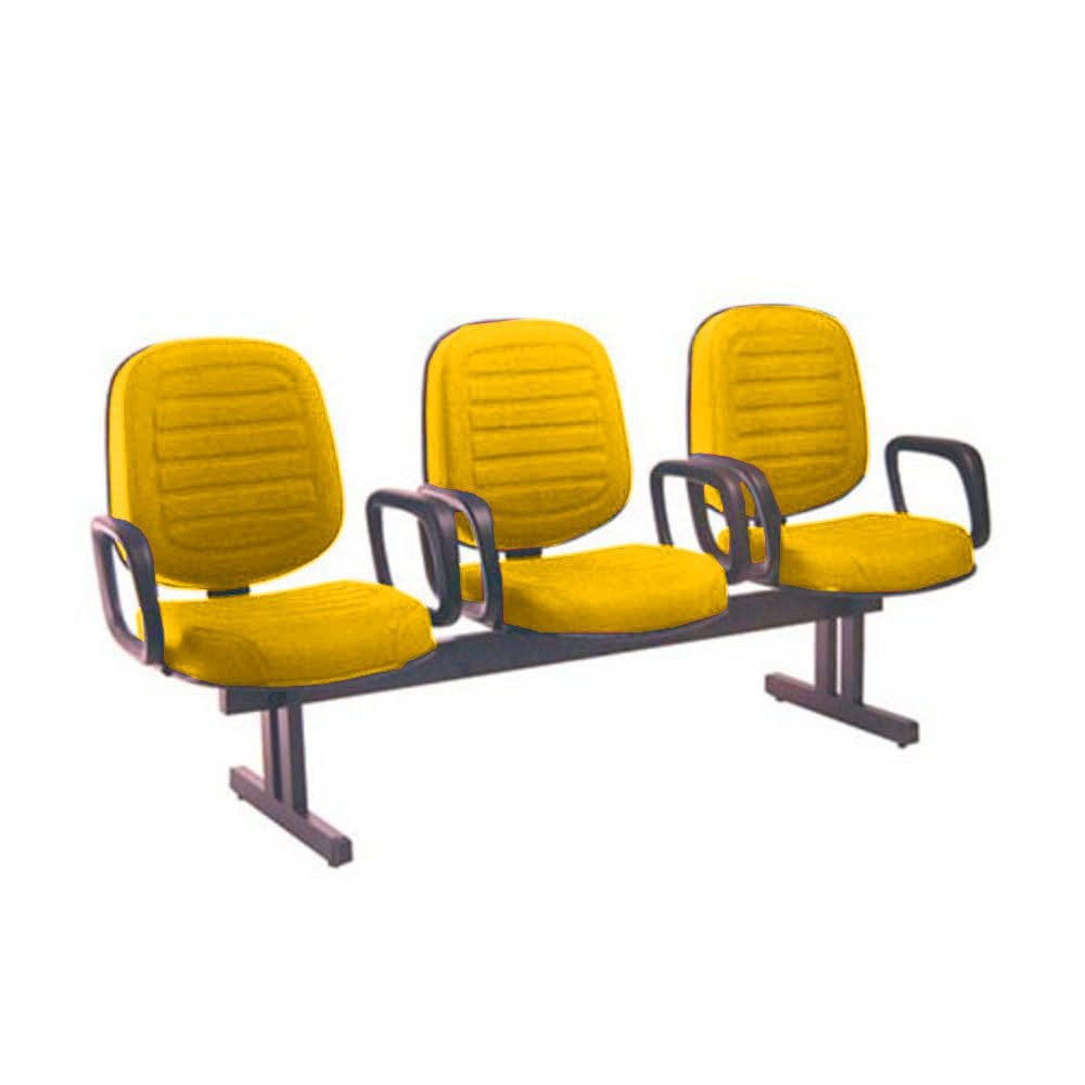 Cadeira em Longarina com 03 lugares Linha Blenda Amarelo