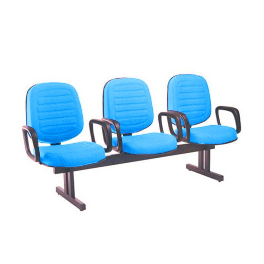 Cadeira em Longarina com 03 lugares Linha Blenda Azul