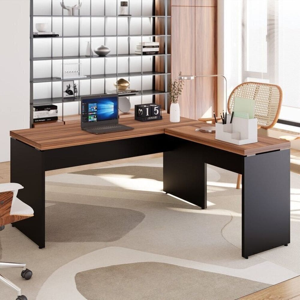 Mesa para Escritório Diretor em L 150x160cm Espresso Móveis Marrom/Preto