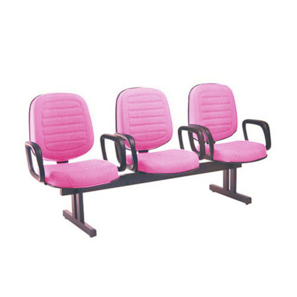 Cadeira em Longarina com 03 lugares Linha Blenda Rosa