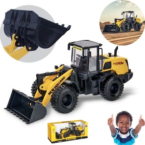 Pá Carregadeira Brinquedo Infantil Trator Escavadeita Articulada W170B New Holland