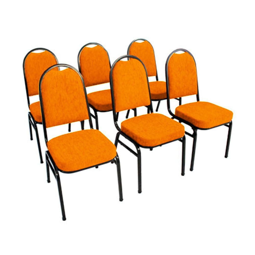 Kit com 6 Cadeiras para Auditórios Linha Hotel Laranja