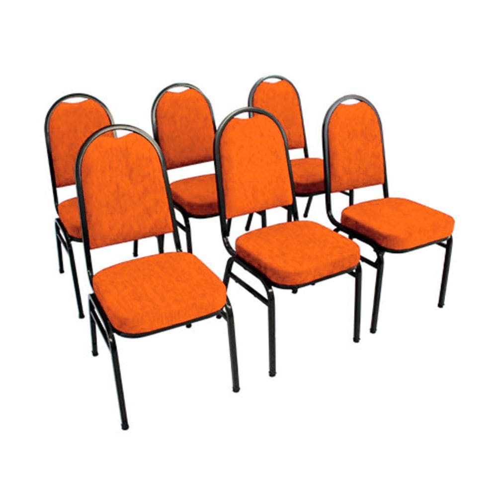 Kit com 6 Cadeiras para Auditórios Linha Hotel Laranja