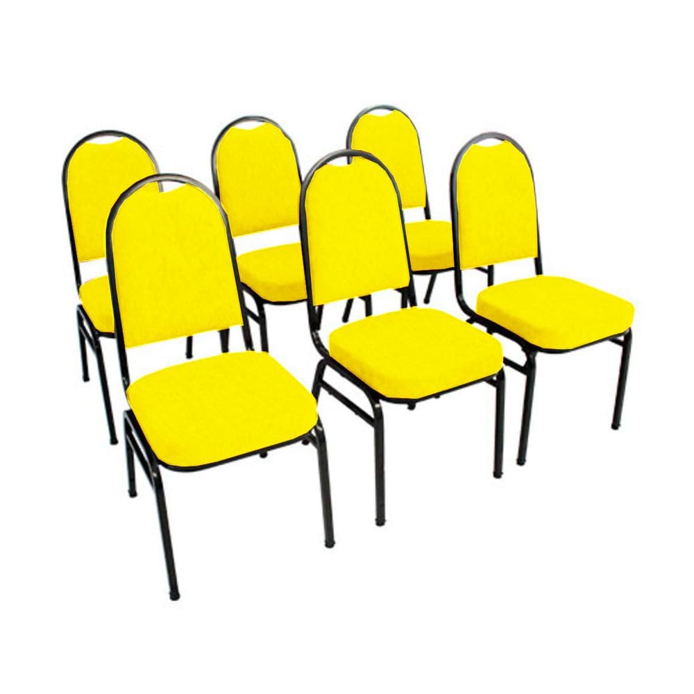 Kit com 6 Cadeiras para Auditórios Linha Hotel Amarelo